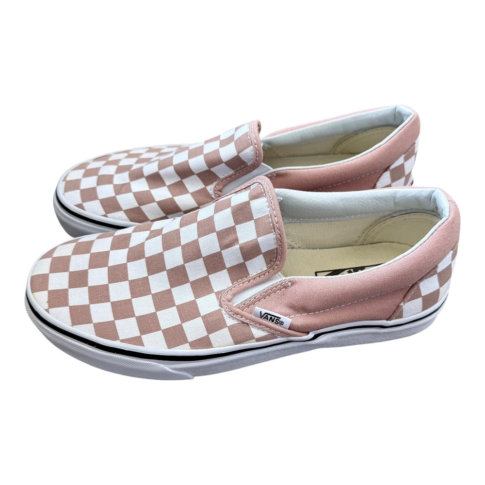 Vans Pink White Checkerboard Iconic Skater Casual Slip-On Sneaker Shoes Womens 8 - Picture 5 of 12